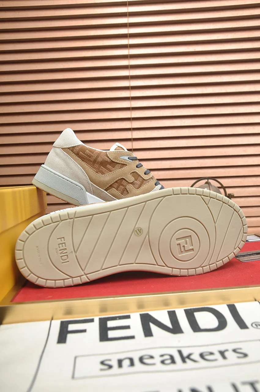 Men's shoes 💰600💶 [Fendi] The latest couple model 🔥 Many 💑 stars have the same style. FD match is a one-to-one replica of the original version. The first fendi match created by designer Kim Jones and Trainer basketball sneakers by Donkey. Material: Original silk leather. Lining: breathable mesh. Packaging: Original 1:1 matching high-end packaging. Size: Female 35-40 Male 38-44 (45 46. Custom-made (no return or exchange)